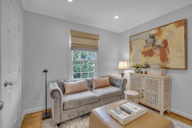 216 Chestnut Hill Dr, Nashville, TN 37215 - living area featuring light wood finished floors, baseboards, ornamental molding, and recessed lighting