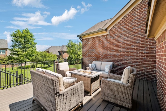 5108 Duckhorn Ct, Franklin, TN 37067 - wooden terrace featuring an outdoor living space with a fire pit and a lawn