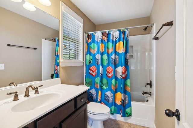 5108 Duckhorn Ct, Franklin, TN 37067 - bathroom with vanity, shower / tub combo with curtain, toilet, and tile patterned flooring