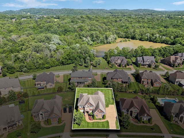 5108 Duckhorn Ct, Franklin, TN 37067 - aerial perspective of suburban area with a heavily wooded area and a large body of water