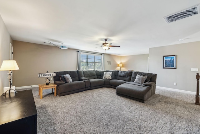 5108 Duckhorn Ct, Franklin, TN 37067 - living area featuring ceiling fan, carpet floors, and baseboards