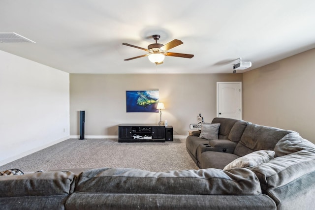 5108 Duckhorn Ct, Franklin, TN 37067 - carpeted living room with ceiling fan and baseboards