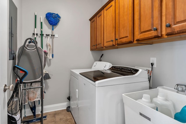 201 Abbey Rd, Lebanon, TN 37090 - laundry area featuring separate washer and dryer, cabinet space, and electric panel