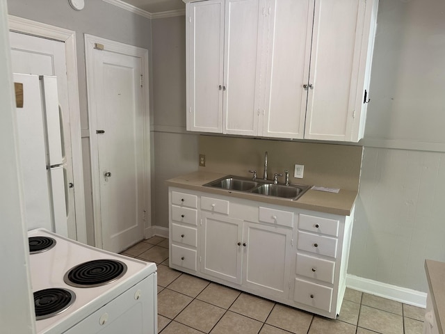 2910 Woodlawn Dr, Nashville, TN 37215 - kitchen with white appliances, white cabinets, crown molding, a sink, and light countertops