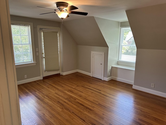 2910 Woodlawn Dr, Nashville, TN 37215 - bonus room with wood finished floors, ceiling fan, vaulted ceiling, and baseboards