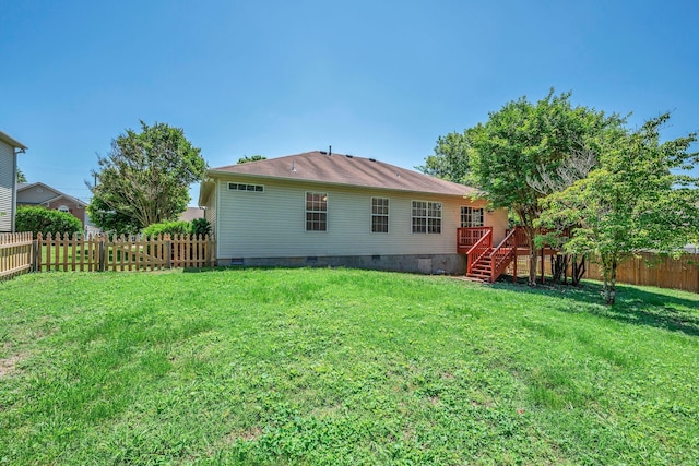 204 Nathan Dr, Goodlettsville, TN 37072 - rear view of property featuring crawl space, stairs, and a wooden deck