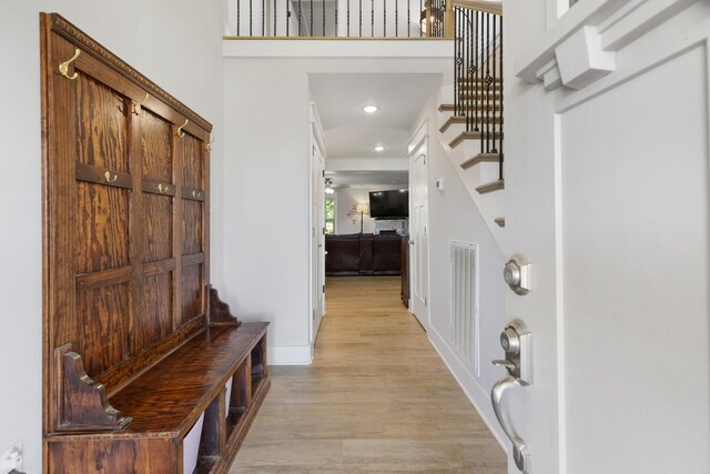 3021 Cambridge Ct, Lewisburg, TN 37091 - foyer entrance featuring stairway, light wood finished floors, baseboards, and recessed lighting