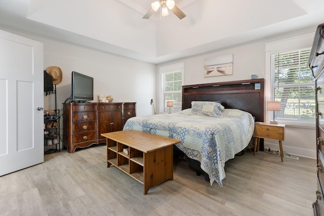 3021 Cambridge Ct, Lewisburg, TN 37091 - bedroom with a raised ceiling, light wood-type flooring, and multiple windows