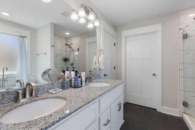3021 Cambridge Ct, Lewisburg, TN 37091 - full bath with a stall shower, double vanity, and tile patterned flooring