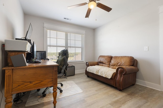 3021 Cambridge Ct, Lewisburg, TN 37091 - office space with light wood-type flooring, baseboards, and a ceiling fan