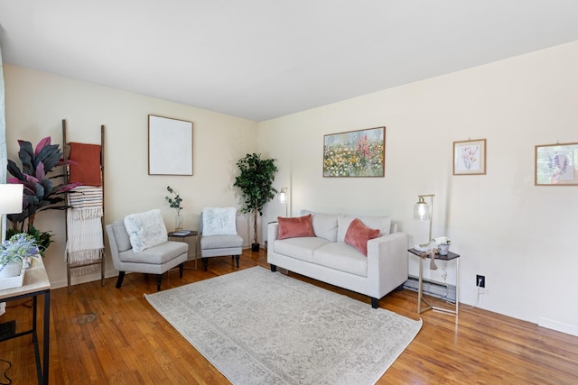 110 Rainbow Cir, Columbia, TN 38401 - living room featuring wood finished floors, a baseboard radiator, and baseboards