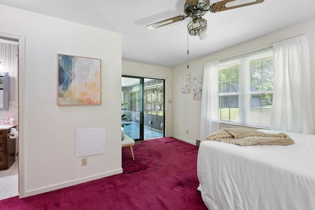 110 Rainbow Cir, Columbia, TN 38401 - carpeted bedroom with access to outside, baseboards, and a ceiling fan