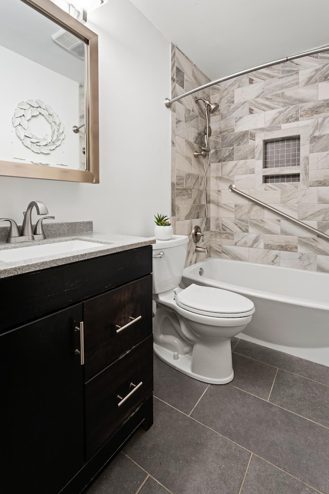 110 Rainbow Cir, Columbia, TN 38401 - full bath featuring toilet, vanity, shower / bath combination, and tile patterned flooring
