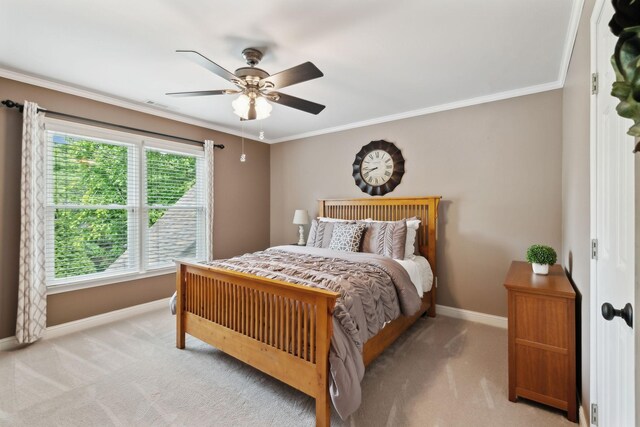 320 Julianna Cir, Franklin, TN 37064 - carpeted bedroom with baseboards, ornamental molding, and ceiling fan