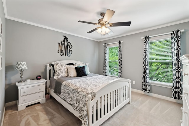 320 Julianna Cir, Franklin, TN 37064 - bedroom with carpet flooring, baseboards, ornamental molding, and ceiling fan