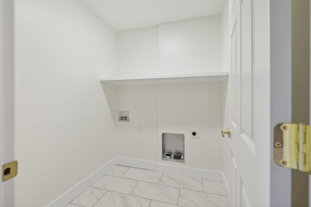 901 Elliston St, Old Hickory, TN 37138 - laundry area with washer hookup, baseboards, electric dryer hookup, and light marble finish floors