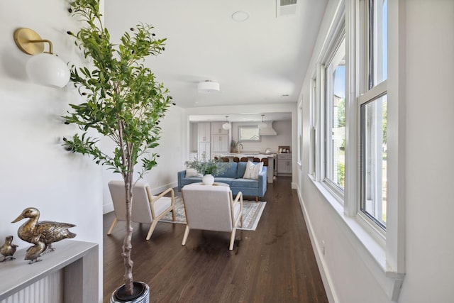 901 Elliston St, Old Hickory, TN 37138 - living room featuring dark wood-type flooring and baseboards