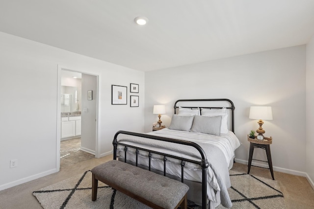 1507 Ashgrove Pl, Lebanon, TN 37087 - bedroom featuring light carpet, baseboards, connected bathroom, and recessed lighting