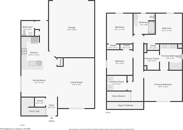 1507 Ashgrove Pl, Lebanon, TN 37087 - floor plan / room layout