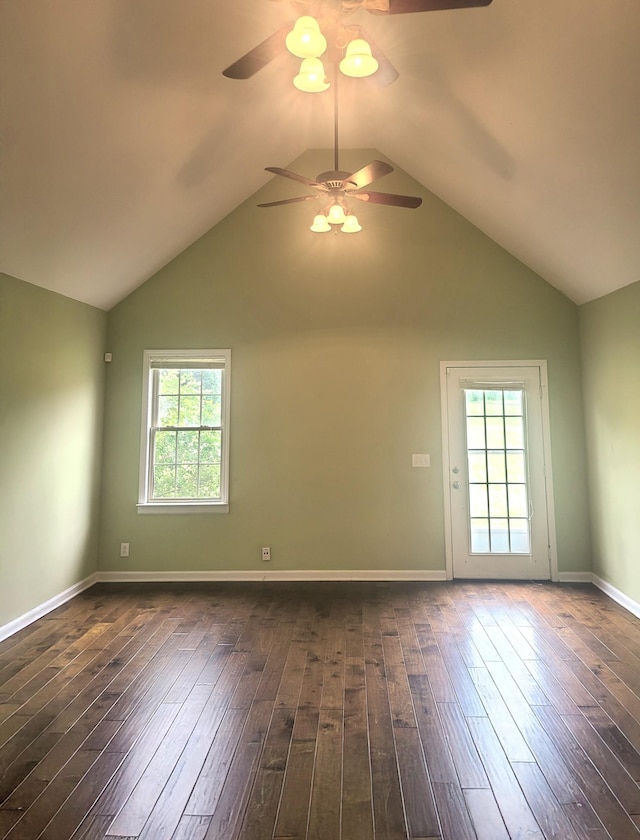 305 Lenox Ct, Springfield, TN 37172 - spare room with a ceiling fan, plenty of natural light, vaulted ceiling, and dark wood-style floors
