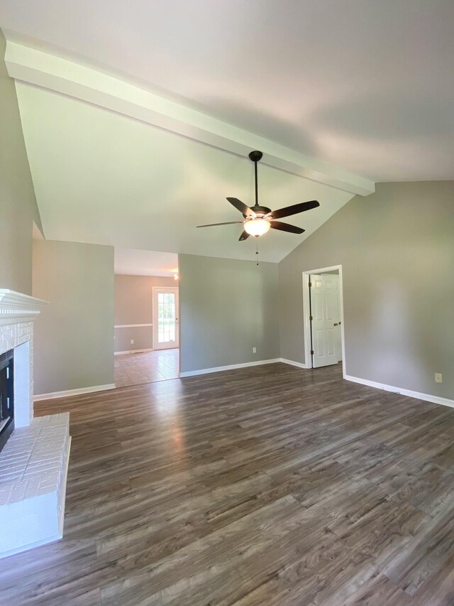 1834 Venada Trl, Murfreesboro, TN 37128 - unfurnished living room with ceiling fan, dark wood finished floors, and baseboards