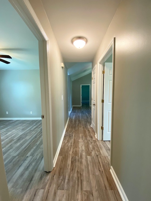 1834 Venada Trl, Murfreesboro, TN 37128 - hallway with wood finished floors, baseboards, and vaulted ceiling