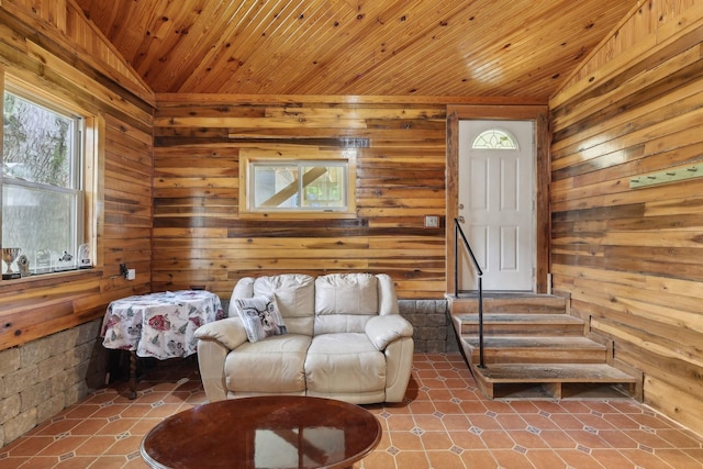 102 Nall Ave, Centerville, TN 37033 - living area with plenty of natural light, wood walls, and tile patterned flooring