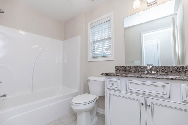 138 Beaver Creek Dr, Portland, TN 37148 - bathroom featuring toilet, vanity, tile patterned floors, baseboards, and shower / bathtub combination