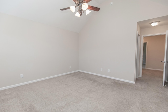 138 Beaver Creek Dr, Portland, TN 37148 - unfurnished room with a ceiling fan, carpet floors, baseboards, and vaulted ceiling
