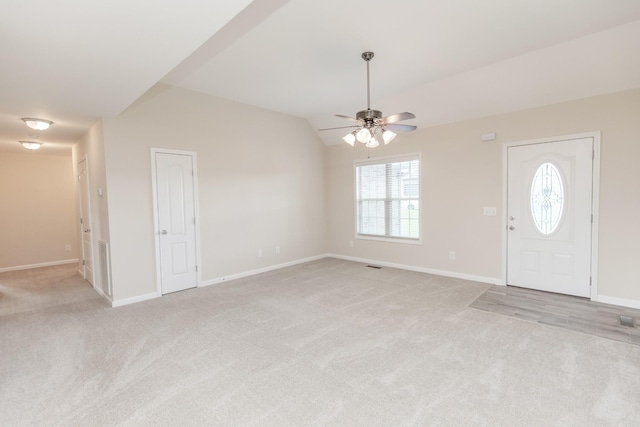 138 Beaver Creek Dr, Portland, TN 37148 - entrance foyer with light carpet, a ceiling fan, baseboards, and vaulted ceiling