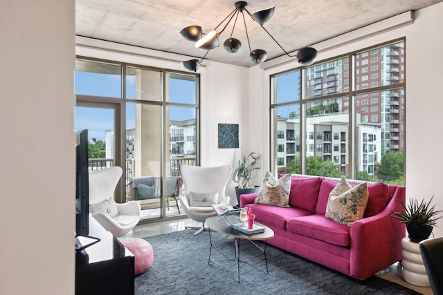 1510 Demonbreun St Unit 711, Nashville, TN 37203 - living room with a chandelier