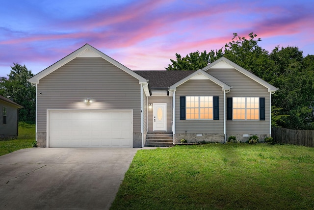 1382 Whitt Ln, Clarksville, TN 37042 - ranch-style home with concrete driveway, crawl space, and a garage