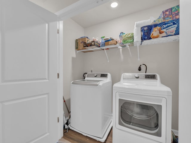 108 Birdie Ct, Dickson, TN 37055 - laundry area with independent washer and dryer and wood finished floors