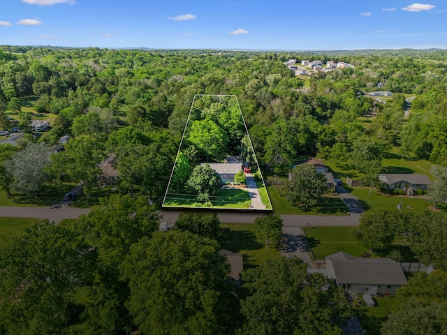 221 Cedar Creek Dr, Mount Juliet, TN 37122 - aerial overview of property's location featuring a forest and property boundaries highlighted