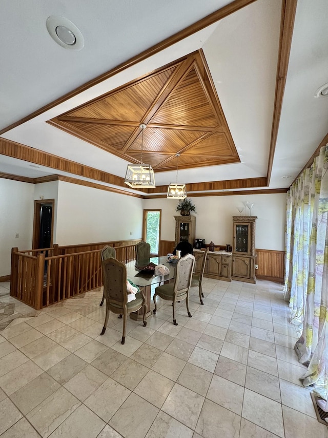 320 Shutes Cv, Old Hickory, TN 37138 - dining room with a tray ceiling, a wainscoted wall, and a chandelier