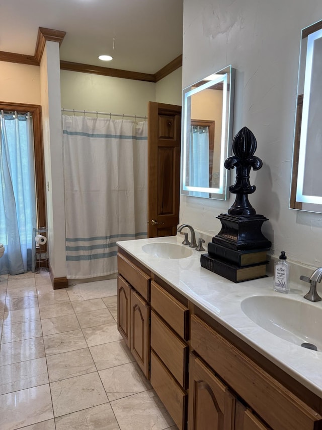 320 Shutes Cv, Old Hickory, TN 37138 - bathroom featuring crown molding and double vanity