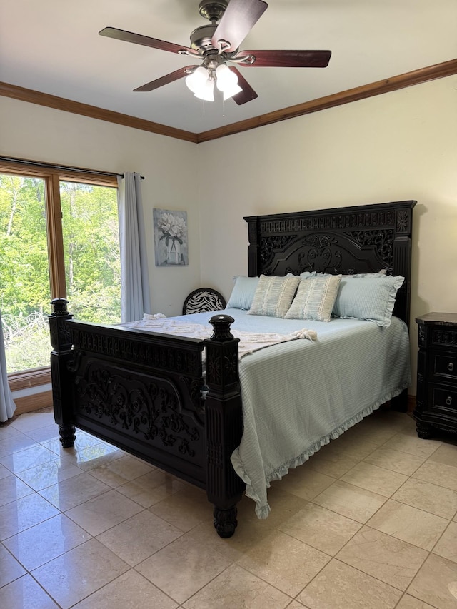320 Shutes Cv, Old Hickory, TN 37138 - bedroom featuring crown molding, a ceiling fan, and light tile patterned floors