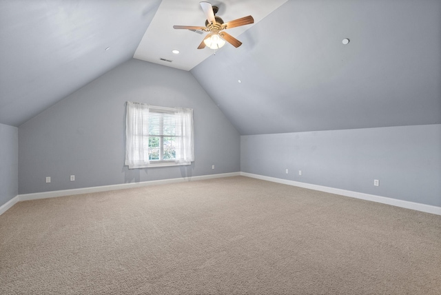 767 Dixie Ln, Pleasant View, TN 37146 - bonus room with vaulted ceiling, baseboards, carpet, and a ceiling fan