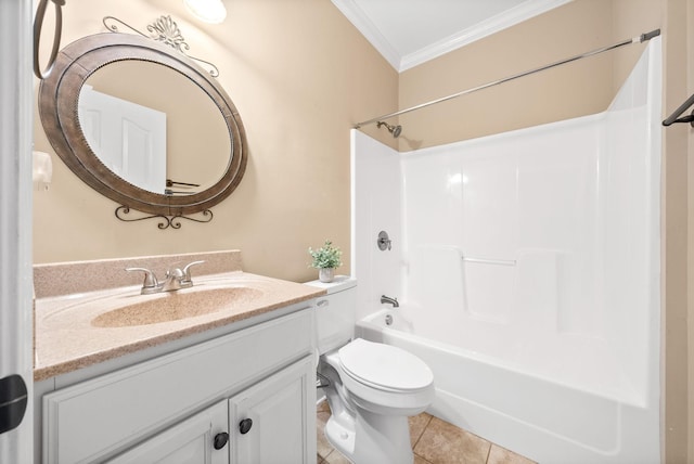 767 Dixie Ln, Pleasant View, TN 37146 - full bathroom featuring crown molding, vanity, shower / washtub combination, toilet, and tile patterned flooring