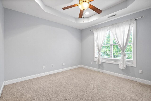 767 Dixie Ln, Pleasant View, TN 37146 - carpeted spare room with a tray ceiling, baseboards, and a ceiling fan