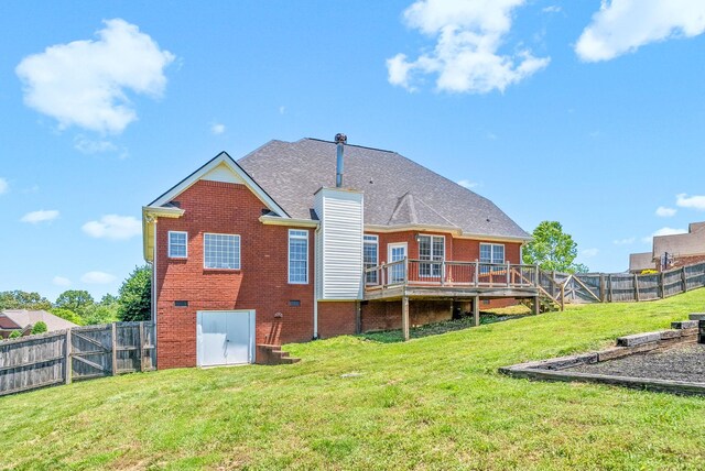 767 Dixie Ln, Pleasant View, TN 37146 - back of property with brick siding, a wooden deck, and a gate