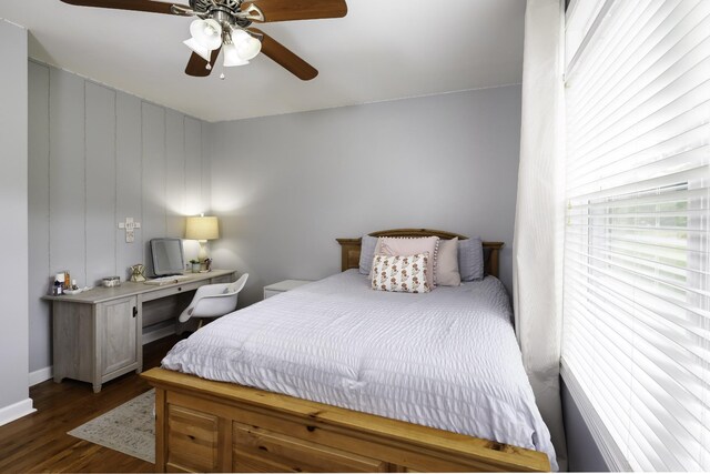 2815 Windy Way, Thompsons Station, TN 37179 - bedroom with dark wood-style floors, ceiling fan, a desk, and baseboards