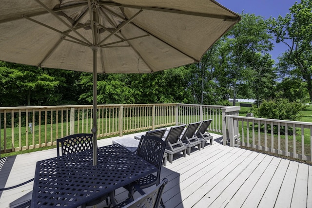 2815 Windy Way, Thompsons Station, TN 37179 - wooden terrace with outdoor dining space and a lawn