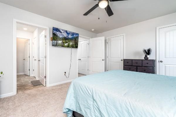 166 Grayson Cir, Chapel Hill, TN 37034 - bedroom with baseboards, light carpet, and a ceiling fan