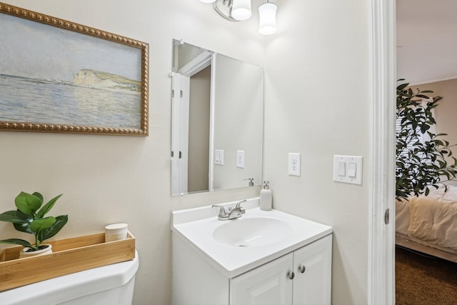 3408 Bruner Ct, Nashville, TN 37211 - half bathroom featuring vanity, connected bathroom, and toilet