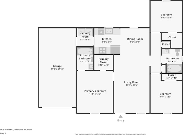3408 Bruner Ct, Nashville, TN 37211 - room layout