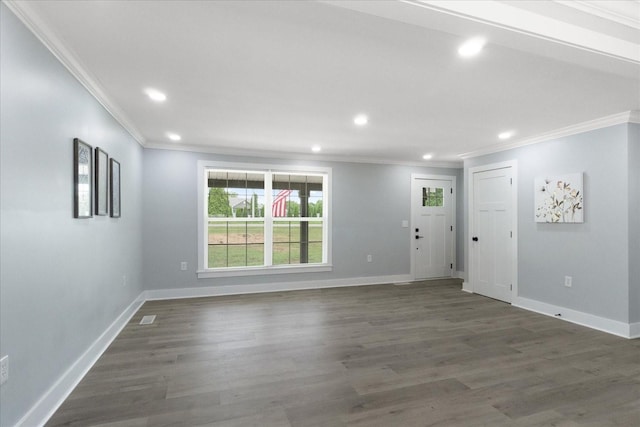 244 Beartown Rd S, Loretto, TN 38469 - entryway with ornamental molding, recessed lighting, baseboards, and dark wood finished floors