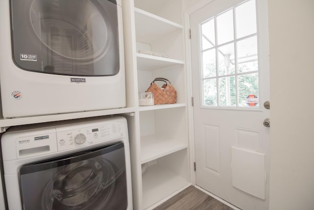 204 Tyne Blvd, Old Hickory, TN 37138 - washroom featuring stacked washer and clothes dryer and wood finished floors