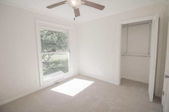 204 Tyne Blvd, Old Hickory, TN 37138 - unfurnished bedroom featuring crown molding, carpet, a closet, a ceiling fan, and baseboards