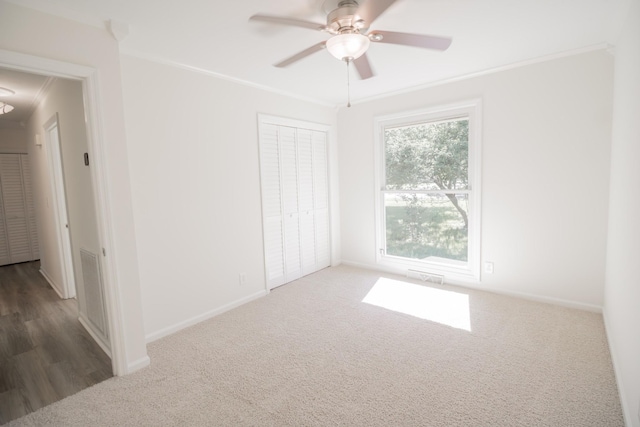 204 Tyne Blvd, Old Hickory, TN 37138 - empty room featuring a ceiling fan, carpet, crown molding, and baseboards